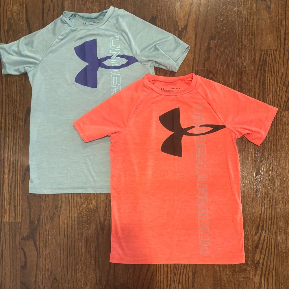 Under Armour boys Tees - Coral and Light Blue